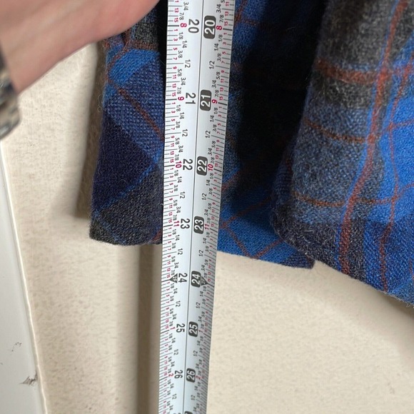 K-Mart Large Mens Blue Long Sleeve Plaid Pockets Collared Button Up Shirt - Picture 5 of 7